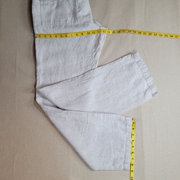Old Navy Trouser Pants 100% Linen Womens L Beige 4 Pockets Straight Leg 36x33 - Picture 5 of 11